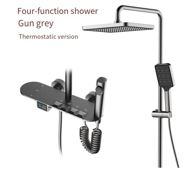 Four-function Shower Head Systeam Gun Grey Thermostatic Version Shower Faucet Modern High Quality Bath Sets Accessories