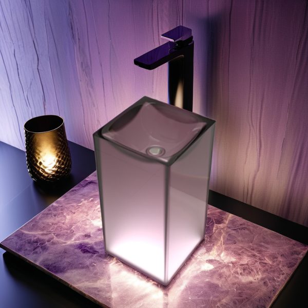 Freestanding Crystal Transparent Resin Stone Wash Basin High-grade Artistic Sense for Hotel