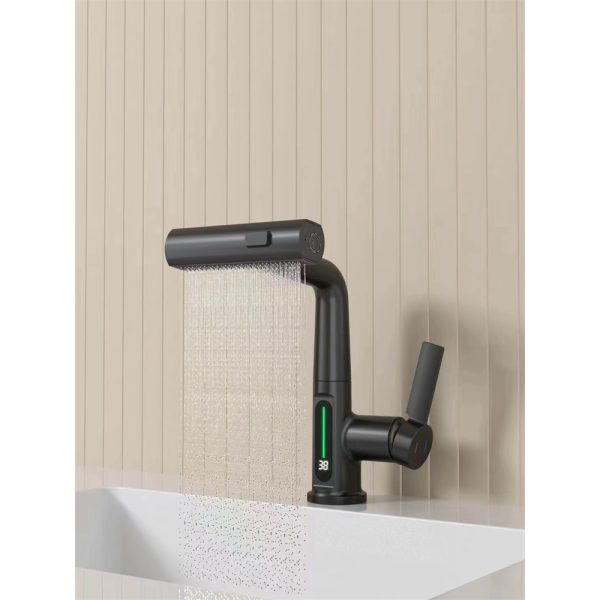 Functional Spout Deck Mounted Pull Out Basin Faucet Rainfall Hot and Cold Brass Basin Mixer Taps