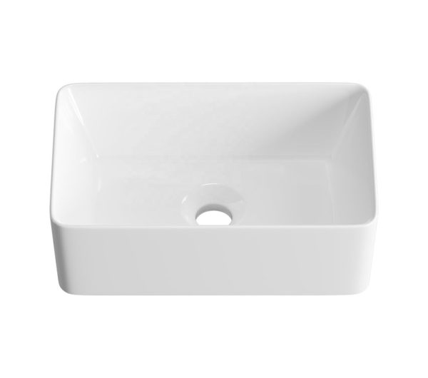 Glossy White Ceramic Rectangular Bathroom Sink Countertop Small Size Art Basin for Hand Wash