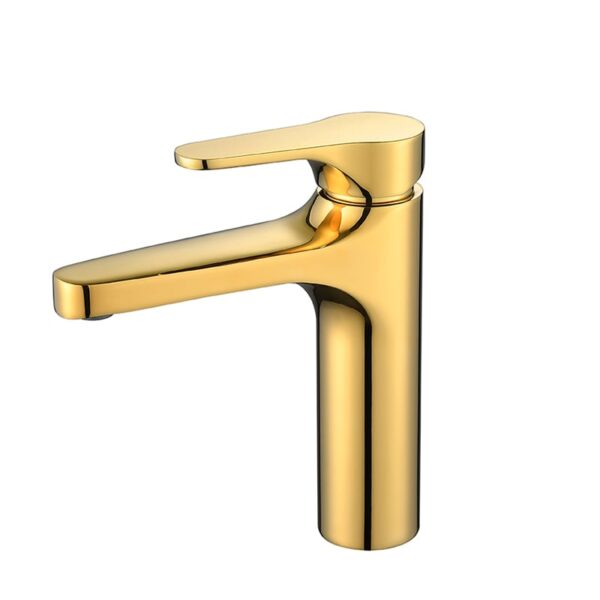 Gold Single Handle Tall Modern Brass Bathroom Basin Sink Faucet