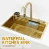 Gold Waterfall Sink 304 Stainless Steel Faucet