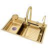 Golden Handmade Large Single Bowl Waterfall Kitchen 1