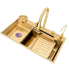 Golden Handmade Large Single Bowl Waterfall Kitchen
