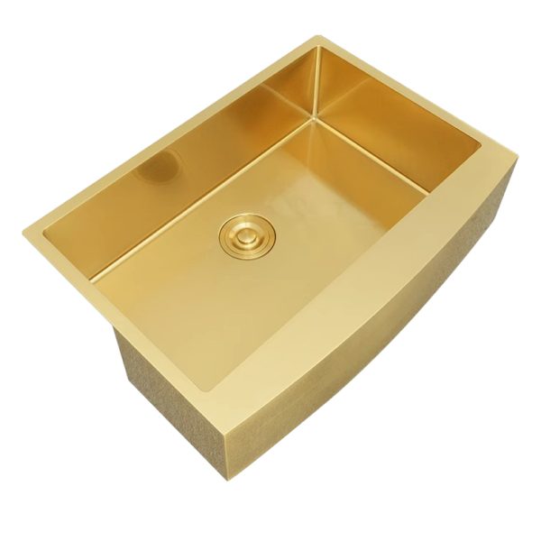 Golden Thickened 304 Stainless Steel Large Single Sink Semi-Inset Undercounter Kitchen Sinks