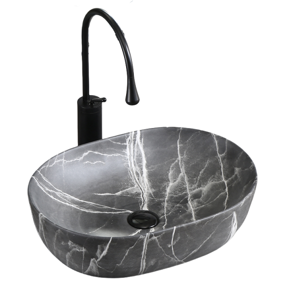 Grey Marble Modern Design Bathroom Basin High Quality Ceramic Sanitary Ware Washroom Sinks