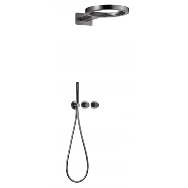 Shower Panel Bathroom Wall Mounted 304stainless Steel Waterfall Black Shower Set Column Tower Massage Body Jets Shower Panels