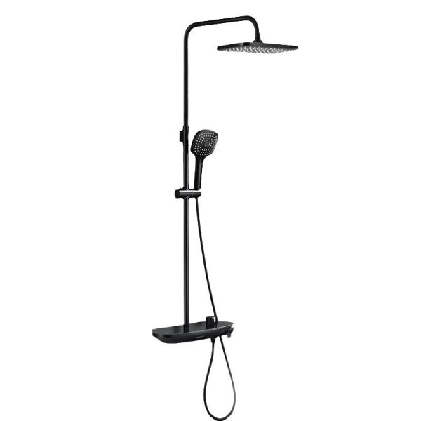 Gun Gray Digital Display Brass Thermostatic Shower Set Ambient Light Soft Handheld Pressure Boost Jets for Household Bathroom