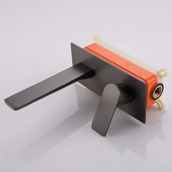 Wholesale Gun Gray Wash Basin Faucet Wall Mounted Single Handle Bathroom Sink Faucets - Image 3