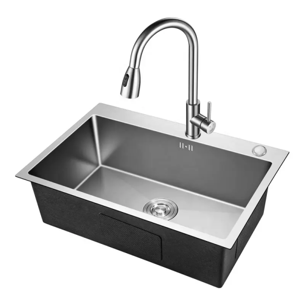Handmade Modern Stainless Steel Single Bowl Kitchen Sink NANO Black with Four Holes for Bulk Home Buy Kitchen Accessories