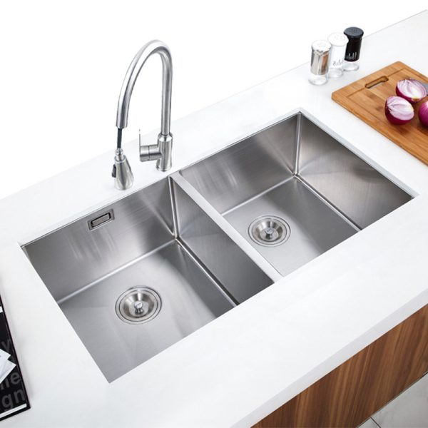 Handmade Stainless Steel 201/304 Double-Bow Kitchen Sink Single Bowl Design Custom Sizes Faucet-Free Includes Accessories