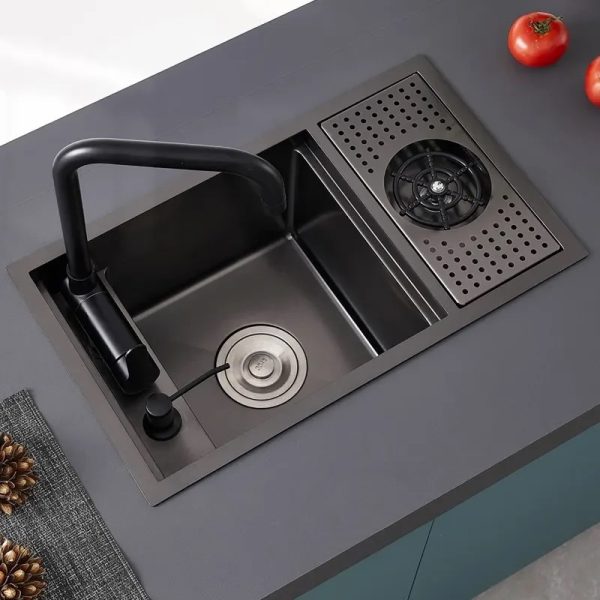 Handmade Stainless Steel Bar Sink Inset Design Single Bowl Kitchen Sink 201/304 Sizes Customizable with Two Holes