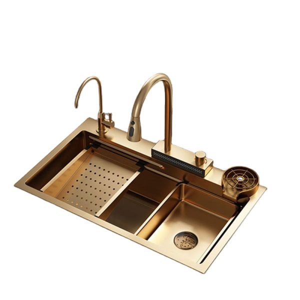 Handmade Stainless Steel Countertop Faucet Design Kitchen Sink 750*460mm 201/304 Accessories Customizable