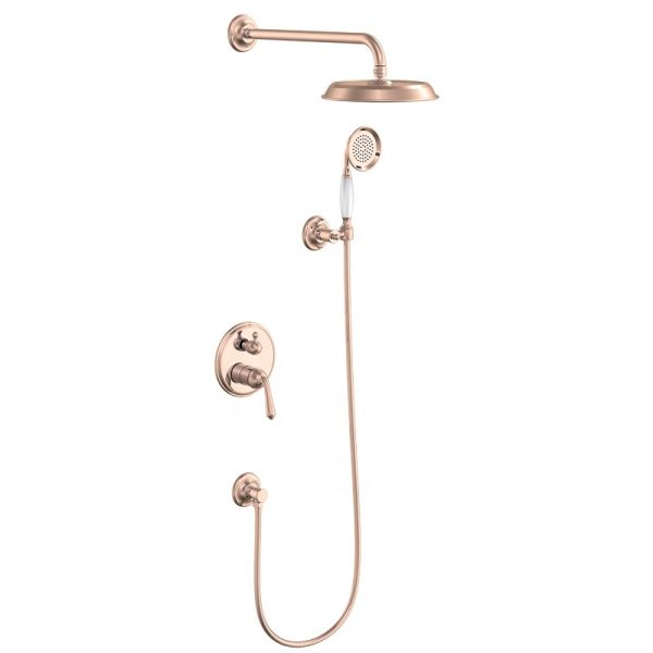 High End Brass Rose Gold Shower Head, Ceiling Rain Shower Set