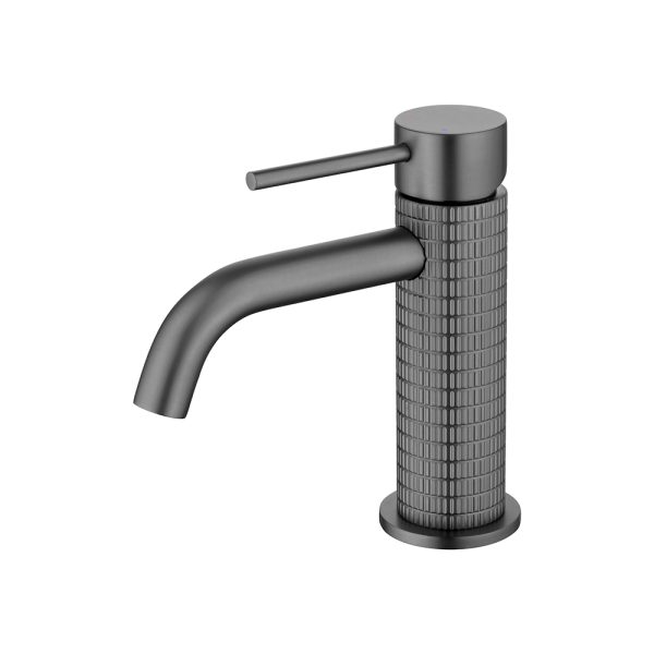 High End Elegant Design Gun Metal Washroom Deck Mounted Hot and Cold Mixer Single Handle Basin Faucet