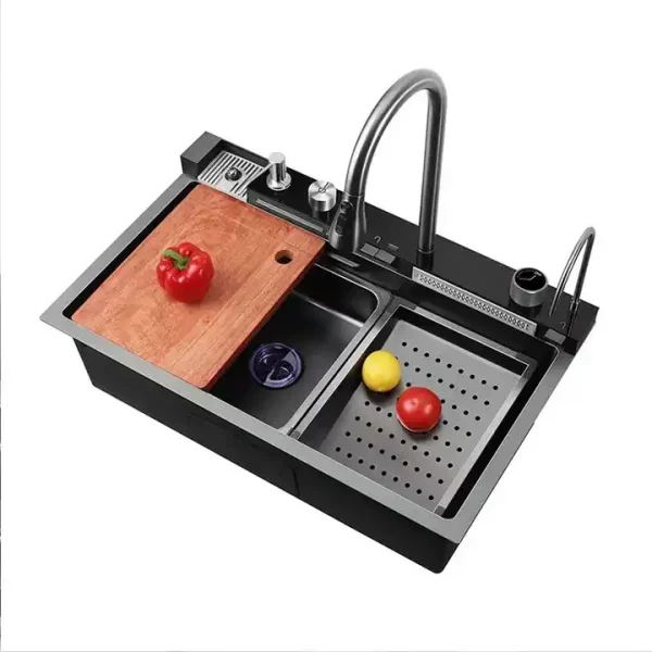 High-End Single-Bowl Stainless Steel Kitchen Sink Multifunctional Topmount Durable Three Holes One-Hole Design Scratch-Resistant