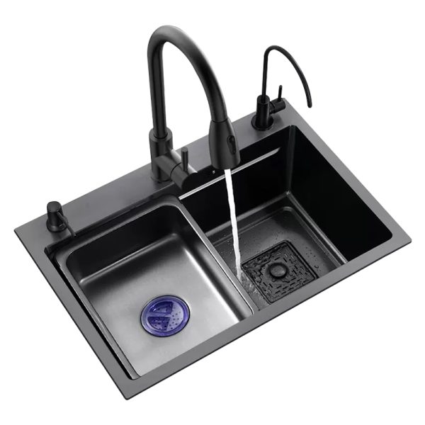 High-End Stainless Steel Single Bowl Kitchen Sink with Digital Display Factory Supply Direct Sales Cup Washer Included