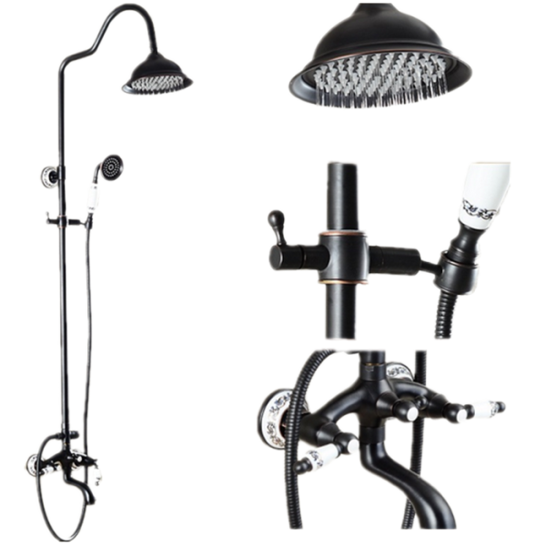 High Flow Chrome Simple Brass Shower Head Adjustable Outdoor Shower Sprayer Set Diverter Modern Style for Bathroom
