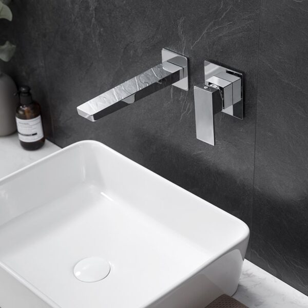 High Quality Chrome Single Handle Square Wall Mount Sink Faucet Concealed Bathroom Brass Basin Faucet - Image 8