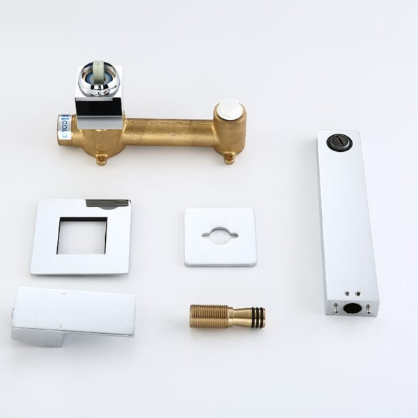 High Quality Chrome Single Handle Square Wall Mount Sink Faucet Concealed Bathroom Brass Basin Faucet - Image 9