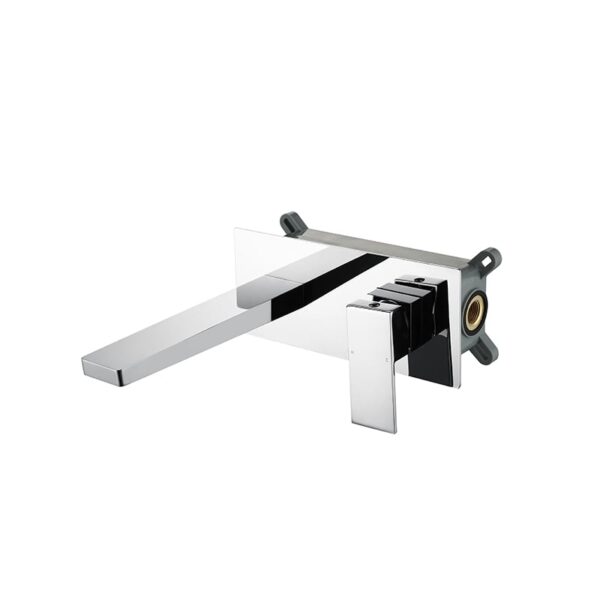 High Quality Chrome Single Handle Square Basin Tap Wall Mount Concealed Bathroom Brass Basin Faucet 4