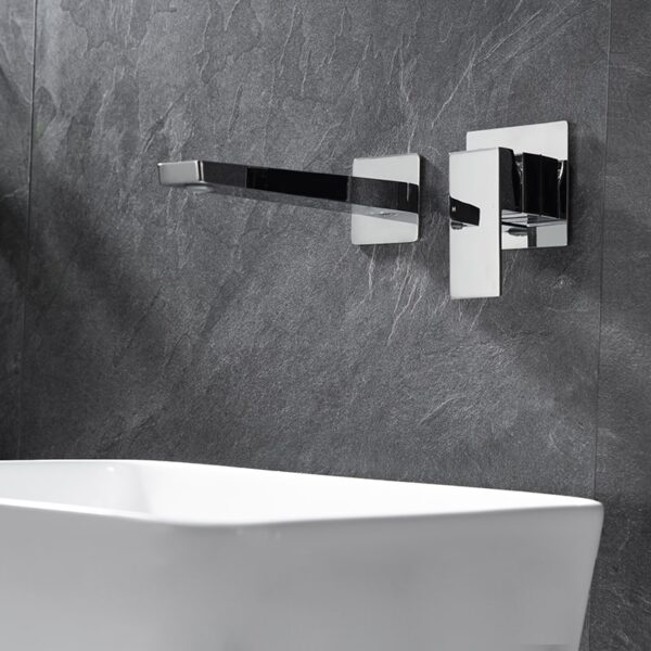 High Quality Chrome Single Handle Square Wall Mount Sink Faucet Concealed Bathroom Brass Basin Faucet - Image 6
