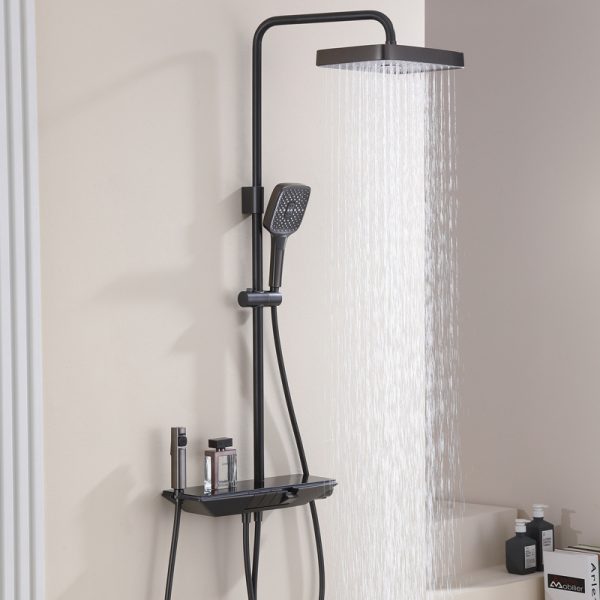 High Quality Matte Brass Rain Shower Head Bathroom Rainwater Shower Set Soft Ceramic Jet Brass Jet Includes