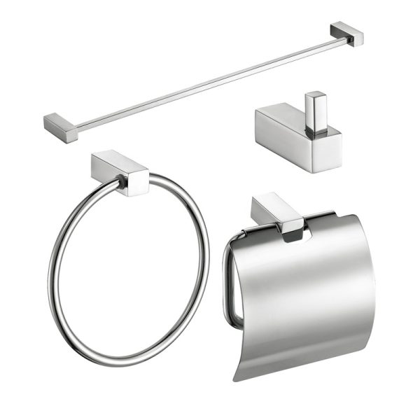 High Quality Modern Design 304 Stainless Steel Complete Bathroom Accessories Metal Bath Hardware Sets for Home Hotels Easy Clean