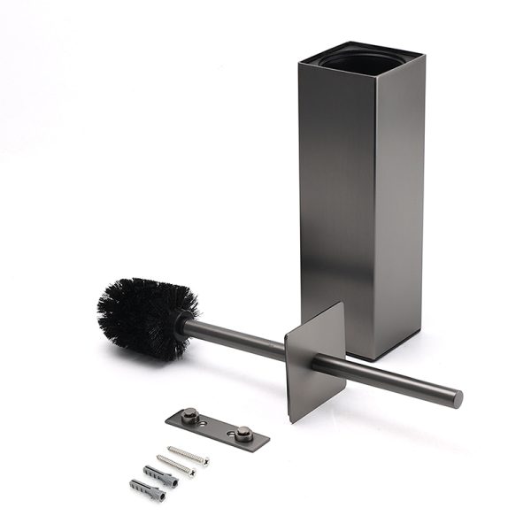 High Quality Modern Hotel Bathroom Square 304 Stainless Steel Free Standing Toilet Brush Holder Set