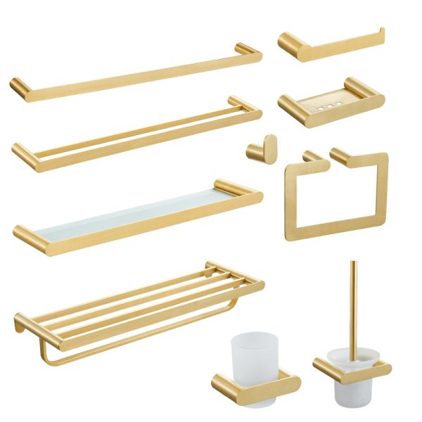 High Quality Stainless Steel 304 Sus Hotel Bathroom Accessory Fittings Modern Wall Mount Hardware Set Home Use Easy Installation