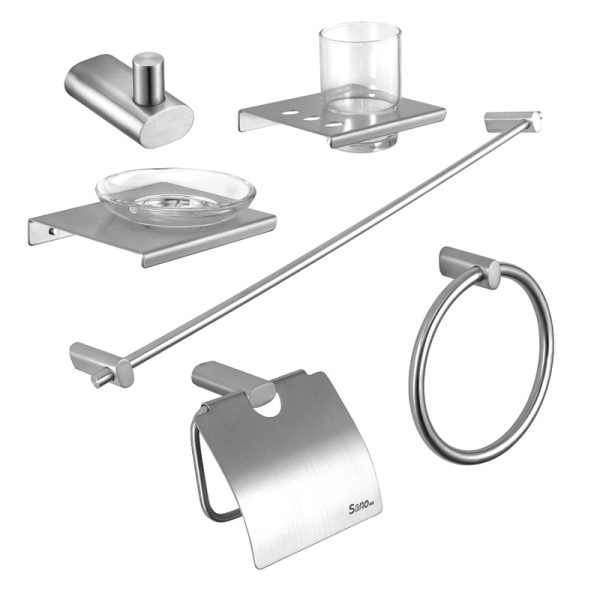 High Quality Stainless Steel  304 Wall Mounted Robe Hook Toilet Paper Towel Holder Towel Ring Bathroom Hardware Accessories Sets