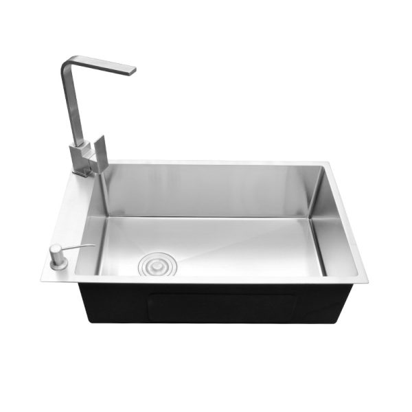 High Quality Stainless Steel Handmade Kitchen Sink Faucet Side Mounted Modern Design Single Bowl With Drain Counter Installation