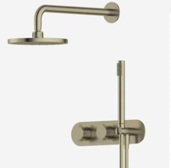 High-end Rotate Handles Gold Concealed Thermostatic Shower Faucet Set for Luxury Bathroom