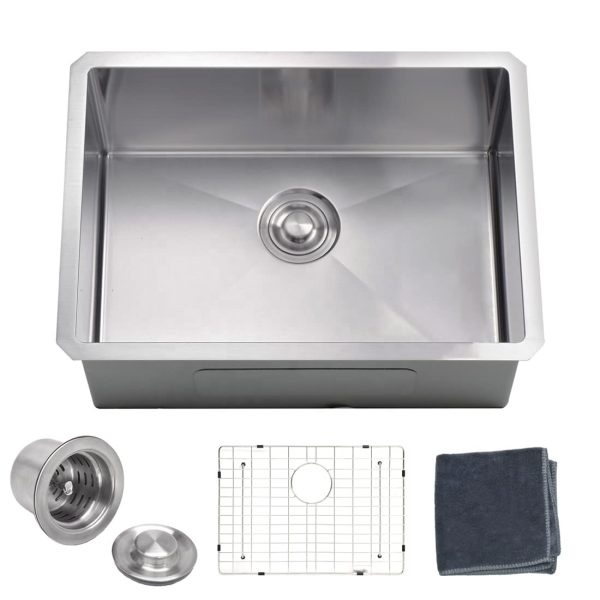 Hot Sale 25inch 18 Gauge Handmade Sink Stainless Steel Single Bowl Kitchen Sink for Hotel