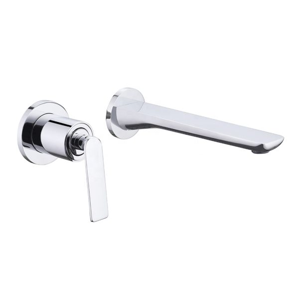 Hot Sale Custom Wall Hung Basin Taps Chrome Brass Single Handle Hot and Cold Water Bathroom Basin Faucet
