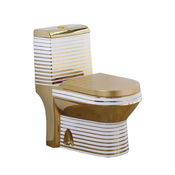 Hot Sale Dual Flushing Luxury Bathroom One Piece Plating Golden Ceramic Toilet G1001