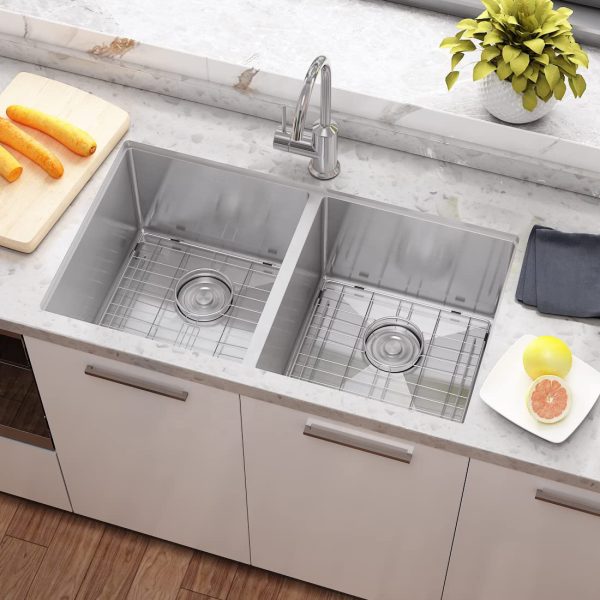 Hot Sale Fregadero Handmade Sink 3219 Double Bowl Kitchen Sink SUS 304 Stainless Steel Sink