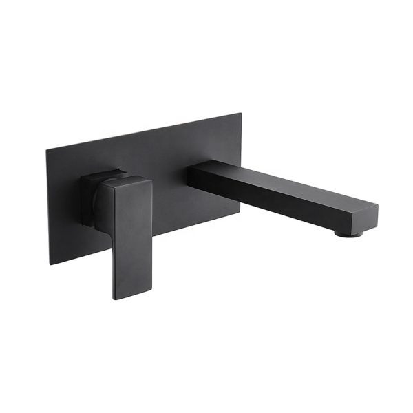 Hot Sale One Handle Luxury Bathroom Faucet Matt Black Basin Mixer Hot & Cold Water Features Wall Mounted Brass Basin Tap
