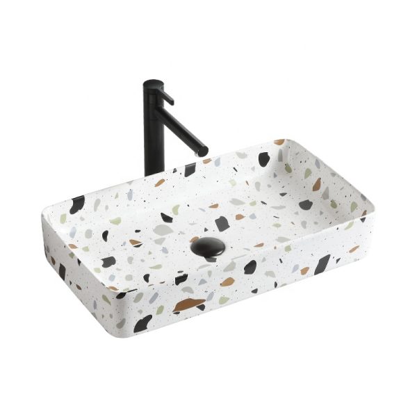 Hot Sale Rectangular Shape Art Washing Basin Art Design Colorful Pattern Decoration Wash Sink for Hotel