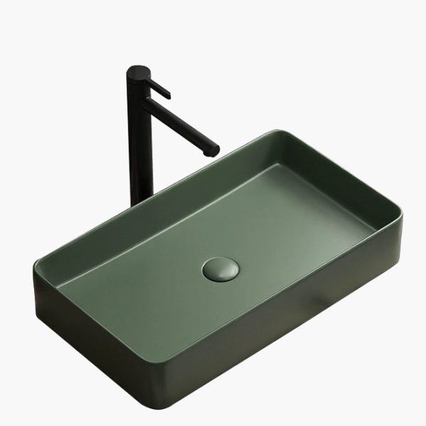 Hot Sale Sanitary Ware square Rectangle Lavabo Ceramic Hand Wash Basin Bathroom Cabinet Counter Top Vessel Sink with Matte Black