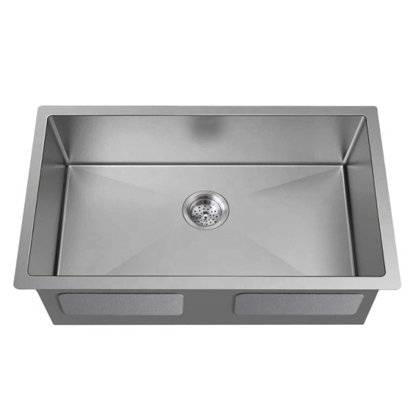 Hot Sale Single Bowl Satin Stainless Steel Kitchen Sink Handmade SUS Undermount with One Hole Modern Kitchen Faucet-Not Included