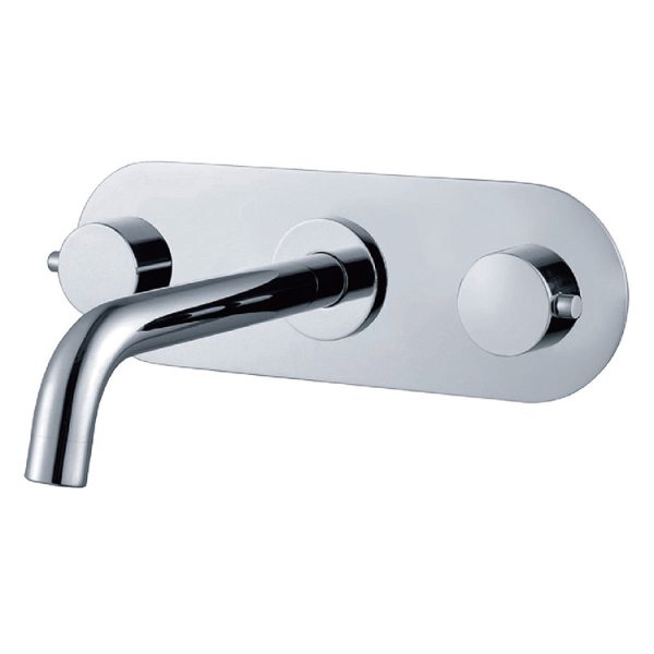 Hot Sale Wall Mounted Double Handles Chrome Brass Thermostatic Faucet 3-Hole In-Wall Bathroom Basin Mixer Tap