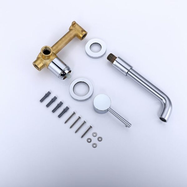 ⁦Luxury Single Handle Brass Waterfall Wall Mounted Basin Faucets Bathroom Wall Faucet⁩ - الصورة ⁦4⁩