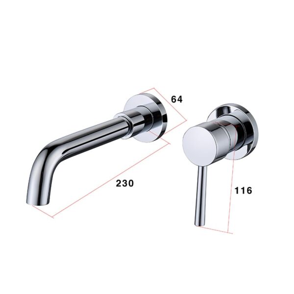 ⁦Luxury Single Handle Brass Waterfall Wall Mounted Basin Faucets Bathroom Wall Faucet⁩ - الصورة ⁦3⁩