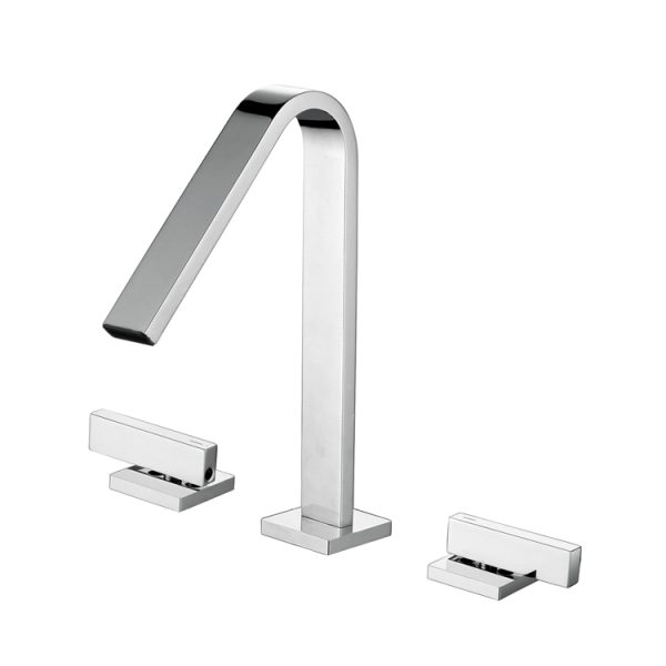 Hot Selling 3-Hole Deck Mounted Bathroom Faucet Dual Handle Vessel Sink Mixer Chrome Finish Brass Basin Faucet