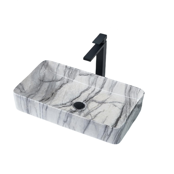 Hot Selling Bathroom Sinks Art Design Hand Wash Natural Marble Washing Ceramic Basin