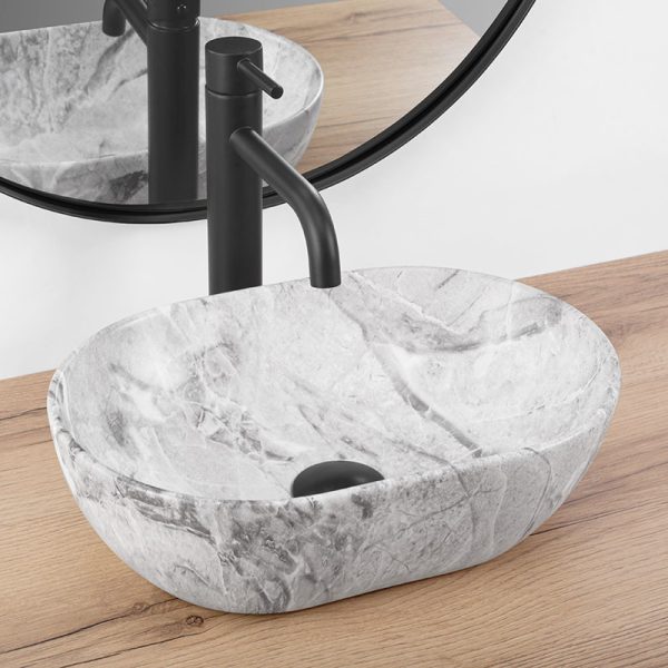 Hot Selling Ceramic Sanitary Ware Above Counter Sinks Bathroom Gray Marble Basin for Hotel