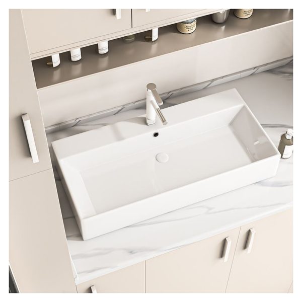 Hot Selling Large Size Rectangular Counter Top Bathroom Hand Wash Sinks Ceramic Smooth Washing Basin