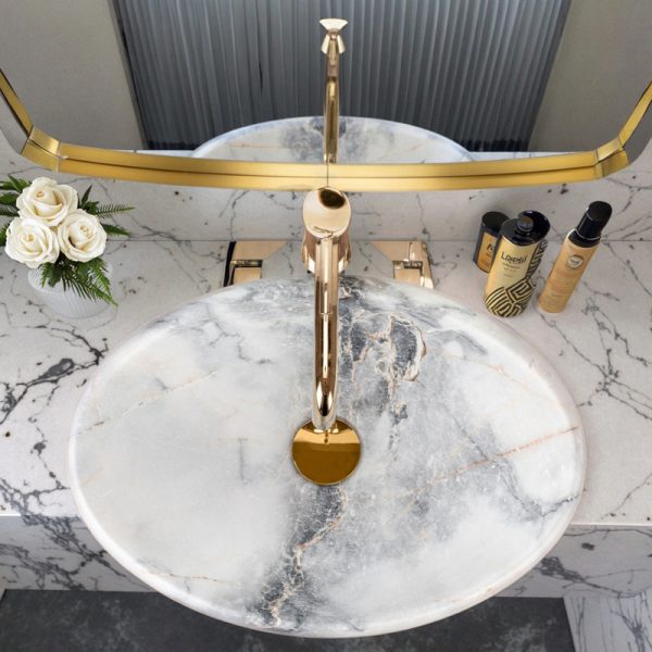 Hot Selling Traditional Style Blue Marble Oval Shape Ceramic Vessel Basin Porcelain Wash Art Basin
