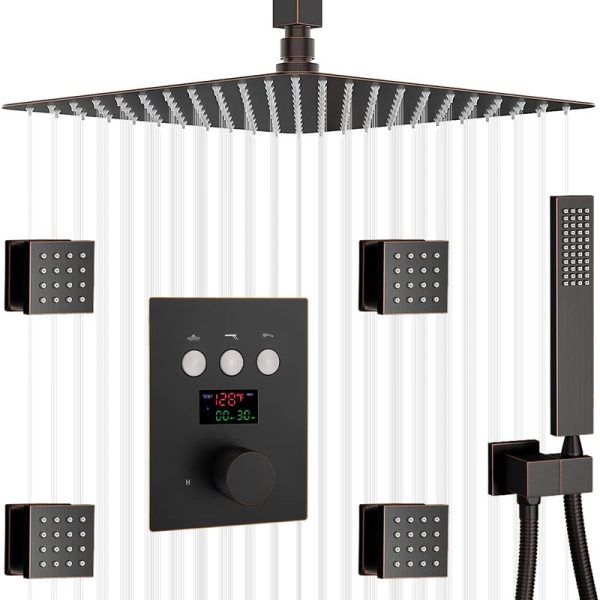 Hot Selling Wall Mounted Rainfall Shower Set With Digital Display Smart Thermostatic Shower System Set